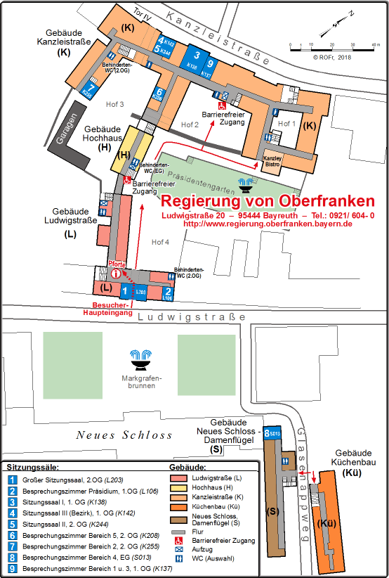 Grundriss des Hauptgebäudes der Regierung von Oberfranken in Bayreuth